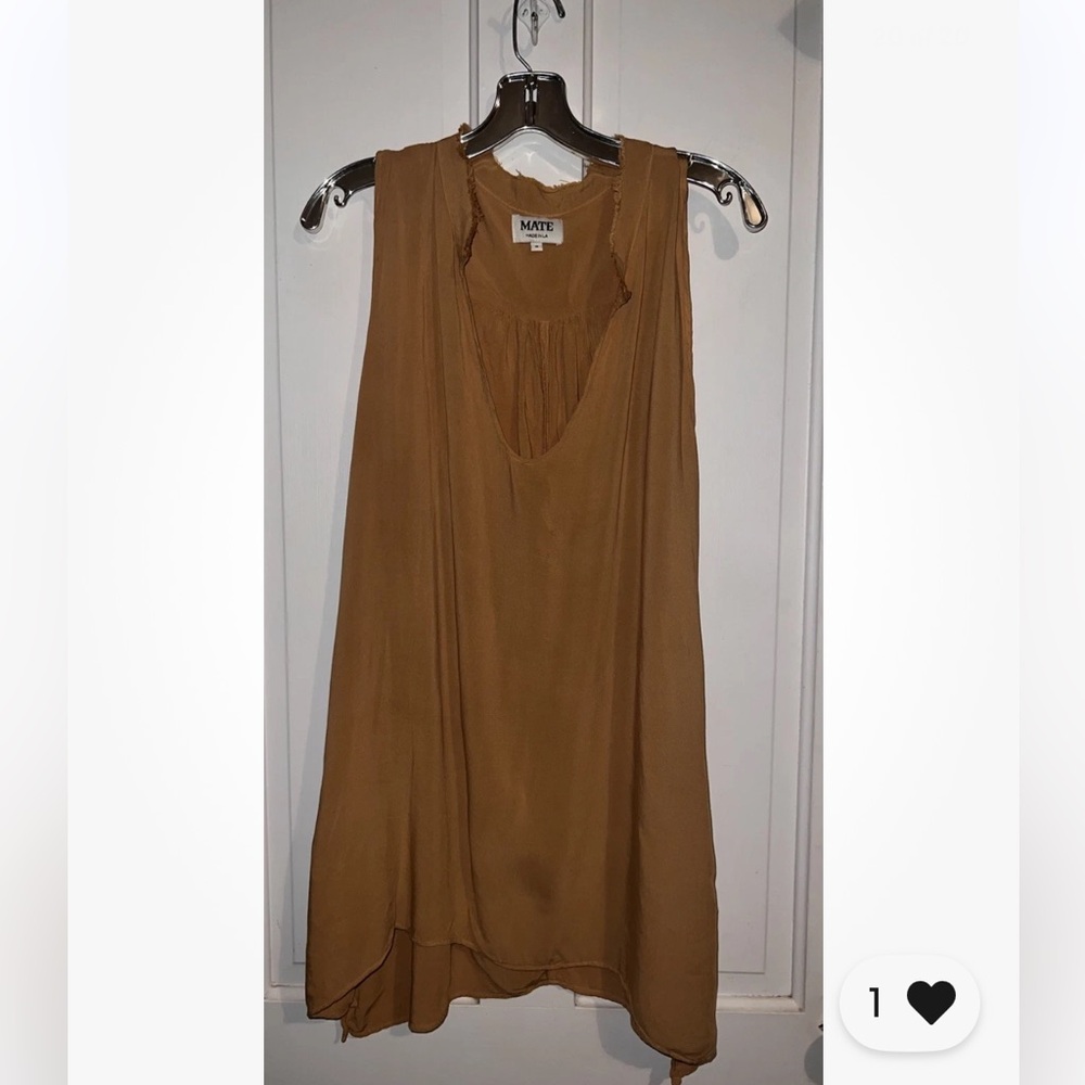 Rare MATE the Label Poppy Tunic Mini Dress In Ochre Tan Minimalist Hippie Size M